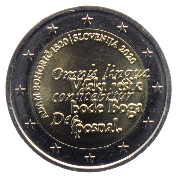 2 euros conmemorativa 500 aniversario del nacimiento de Adam Bohorič